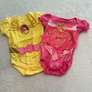 Disney 0-3m Belle and Sleeping Beauty onesie